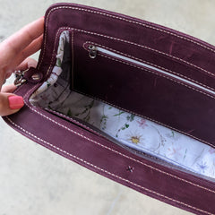 purple leather purse