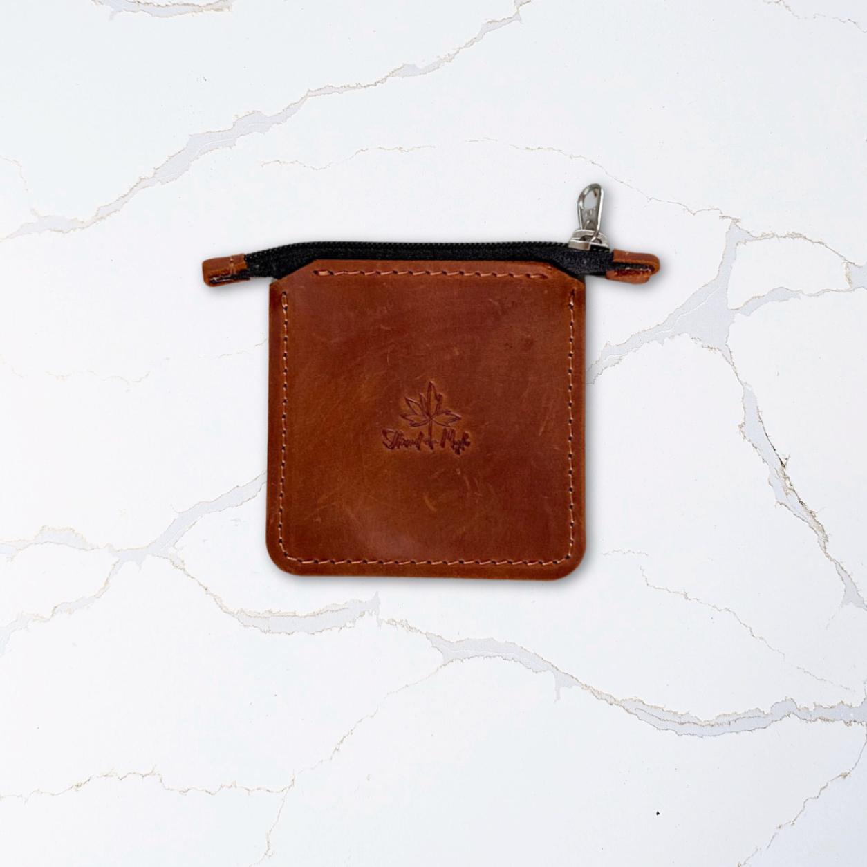 Leather Square Zip Pouch